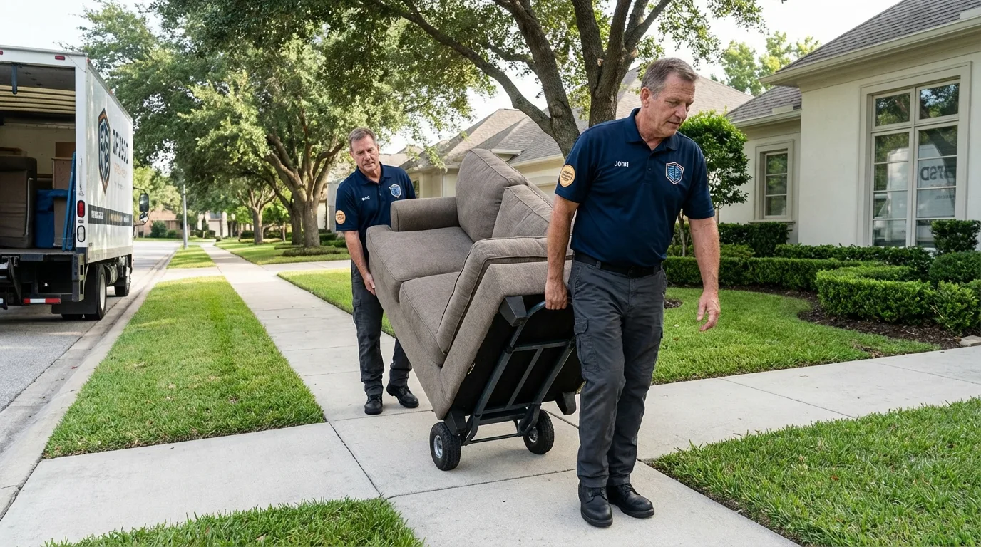 Local residential moving crew loading furniture in Clinton Township, MI
